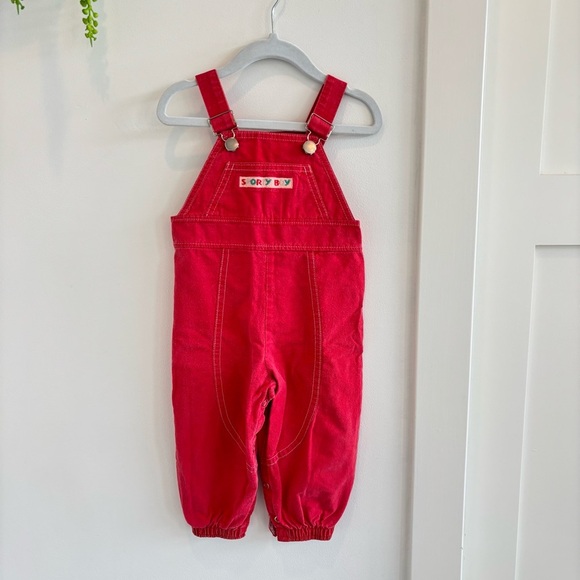 Buster Brown Vintage "Sporty Boy" Red Bib Overalls Size 18 month Made in U.S.A - Picture 1 of 11